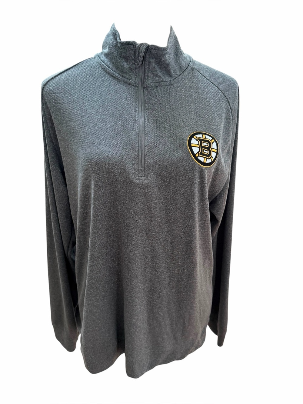 NHL Men’s Medium Boston Bruins Gray Quarter-Zip Pullover Yellow Lightweight
